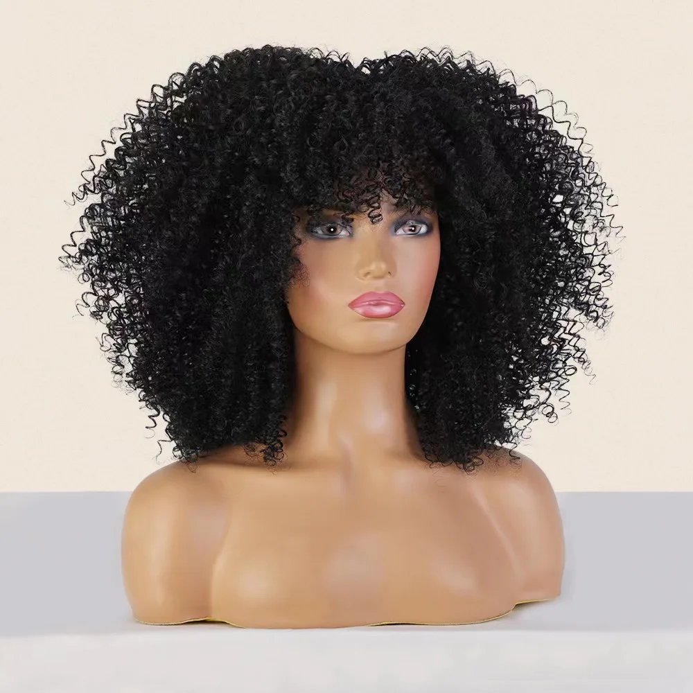 Synthetic wig naturally fluffy Africa little curls black wigs for women