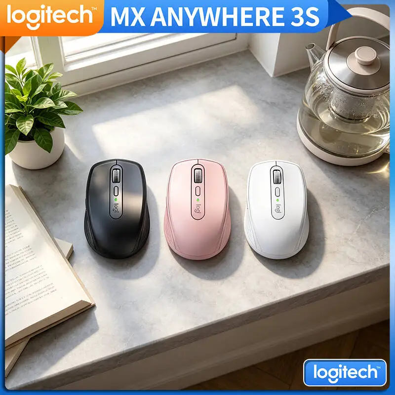 Top-Tier Logitech MX Anywhere 3S - 8000 DPI, Hyper-Scroll, Silent Click, USB-C Fast Charge, Office for Team Collaboration