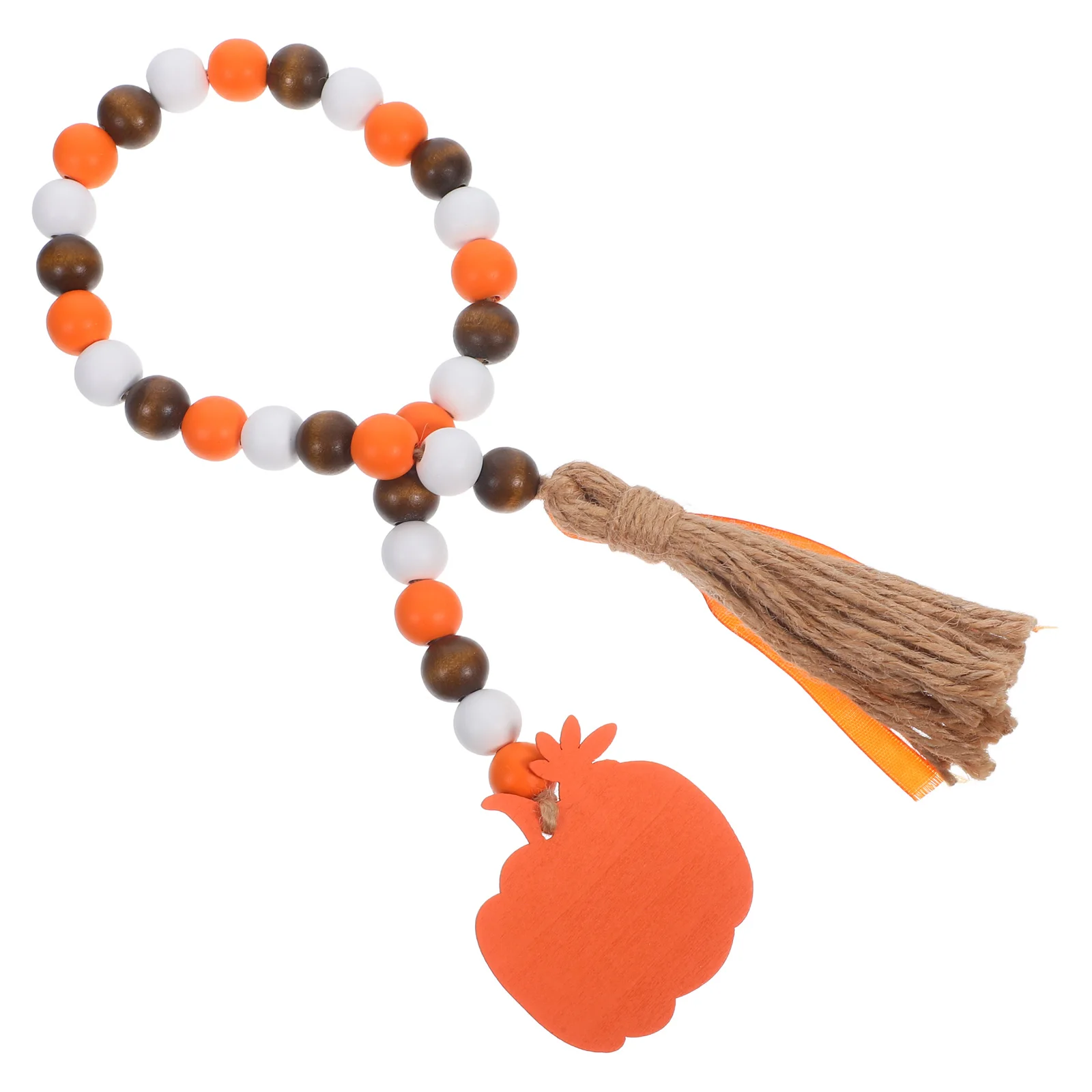 

Fall Wooden Bead Garland Tassel Hanging Ornament Home Wall Decor Farmhouse Tiered Tray Decorative String Festival Rustic Wood