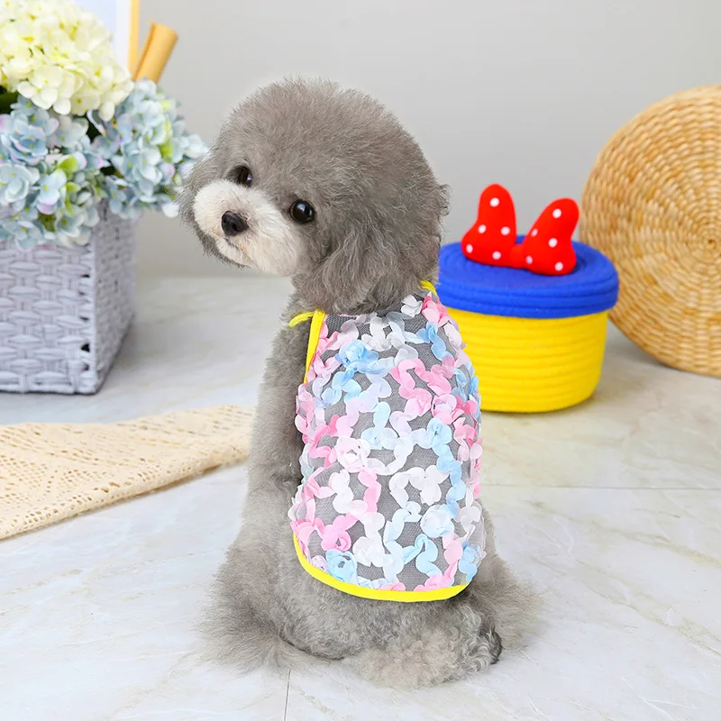 Pet Clothes Summer Lace Flower Princess Suspender Vest Breathable Cat Dog Teddy Dog Corgi Dog Anti Shedding Clothing