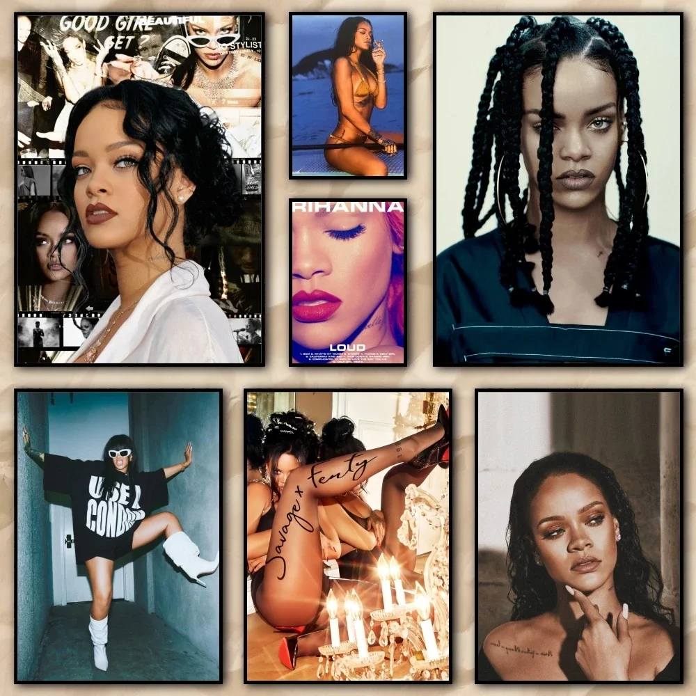 المغني R-ريهانا لوحة رائعة الخط HD ملصق غرفة المعيشة غرفة نوم بار الديكور الجمالي #1