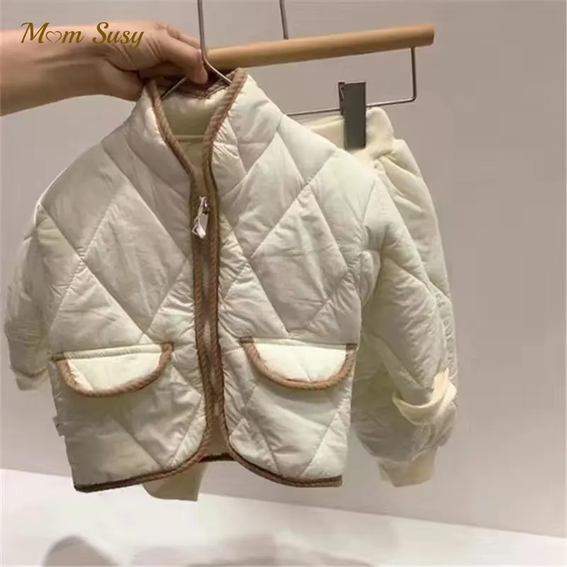 Baby Girl Boy Cotton Padded Clothes Set Coat+Pant 2pcs Infant Toddler Child Warm Coat Suit Winter Baby Clothing Set 1-7Y