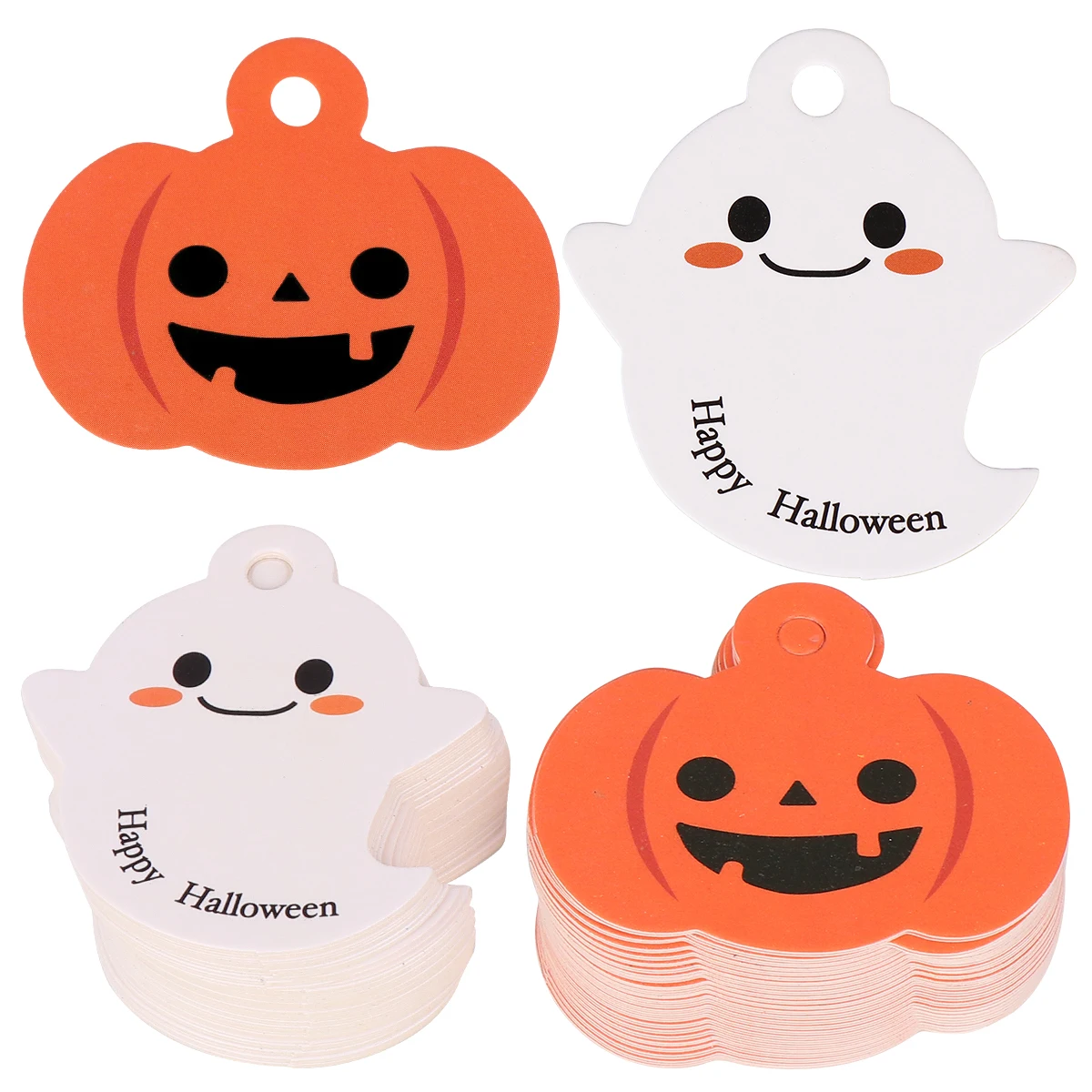 

100pcs Halloween Pre-cut Halloween Gift Tags Hole Gift Diy Hanging Tags Labels DIY Craft Decoration Card Paper