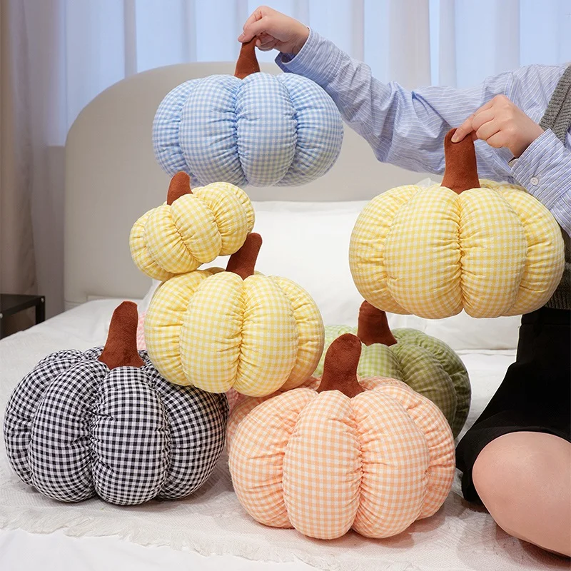18/25/30CM Baumwolle Karierten Kürbis Plüsch Spielzeug Schöne Kürbis Kissen Schlaf Kissen Halloween Decor Geburtstag geschenk