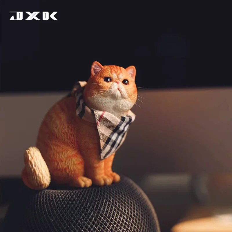 Hand Painted Simulation Model Animals Gashapon Toy JXK 1/6 Scarf Garfield Miniature Collection Gift for Kids