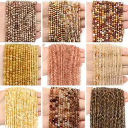 2 3 4mm Yellow Tiny Stone Beads Faceted Citrine Sunstone Tiger Eye Agate Round Loose Spacer Bead Diy Bracelet Jewelry Making 15'