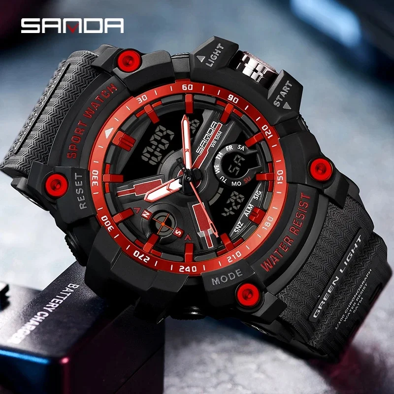 SANDA 3179 New Sports Men\'s Watches 2023 Military Digital Watch Waterproof Wristwatch for Male Clock shock relogios masculino