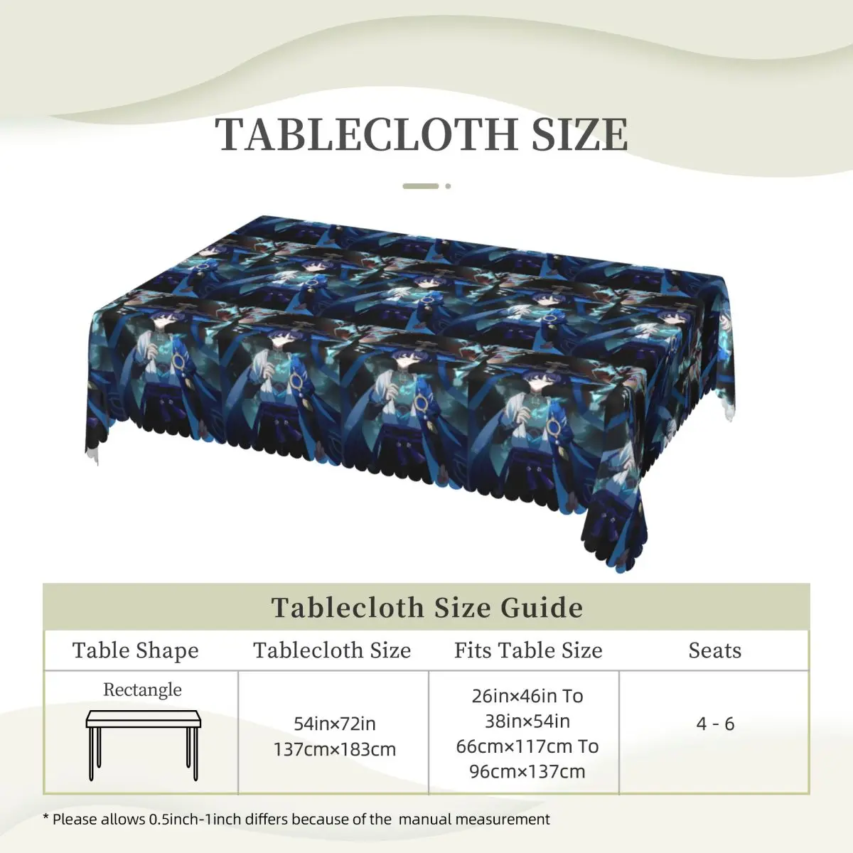 Scaramouche And Wanderer Game Customized Rectangular Tablecloth Oilproof Table Cover for Festival Party Decorations Table Cloth