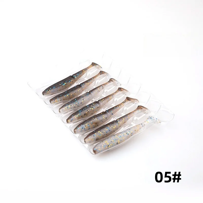 SWOLFY 8PCS TPE T-Schwanz Weiche Angeln Köder 3,5g/75mm Schwimmende Swimbait Wobbler Künstliche köder Silikon Bass Fishing Tackle – Detail 16
