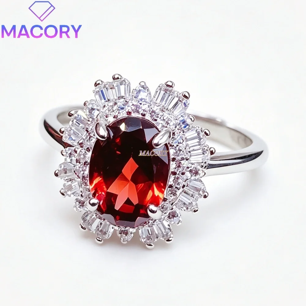 925 sterling silver natural garnet ring elegant vintage choice for parties and ceremonies Valentine's Day gift and birthday gift