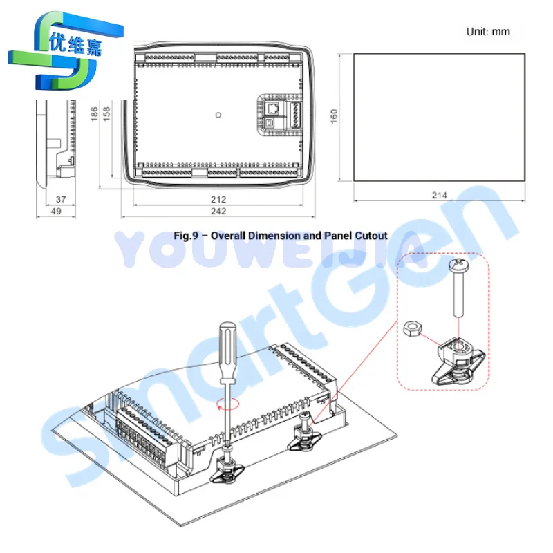 وحدة التحكم في مضخة المحرك SmartGen APC715N ECU، وحدة التحكم في بدء وإيقاف ECU، وحدة التحكم في سرعة GOV مع منافذ USB و RS485
