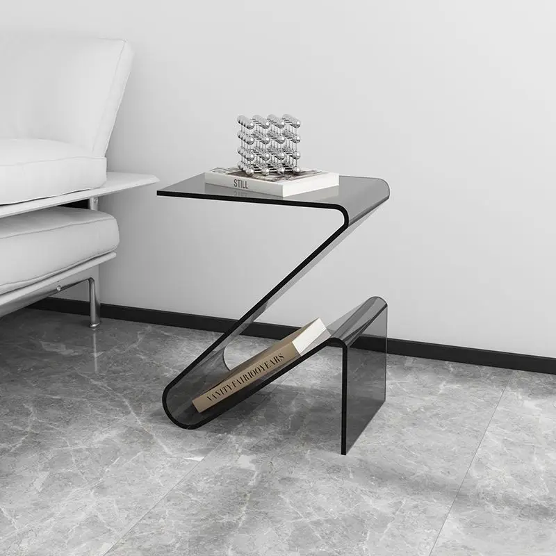 

Designer Acrylic Edge Table: Eye-Catching Irregular Shape, Transparent & Modern Minimalist Sofa Side Table