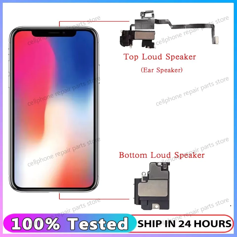 Tested For iPhone X XR XS Max Bottom Loud Speaker Top Ear Speaker With Flex Cable Replacement
