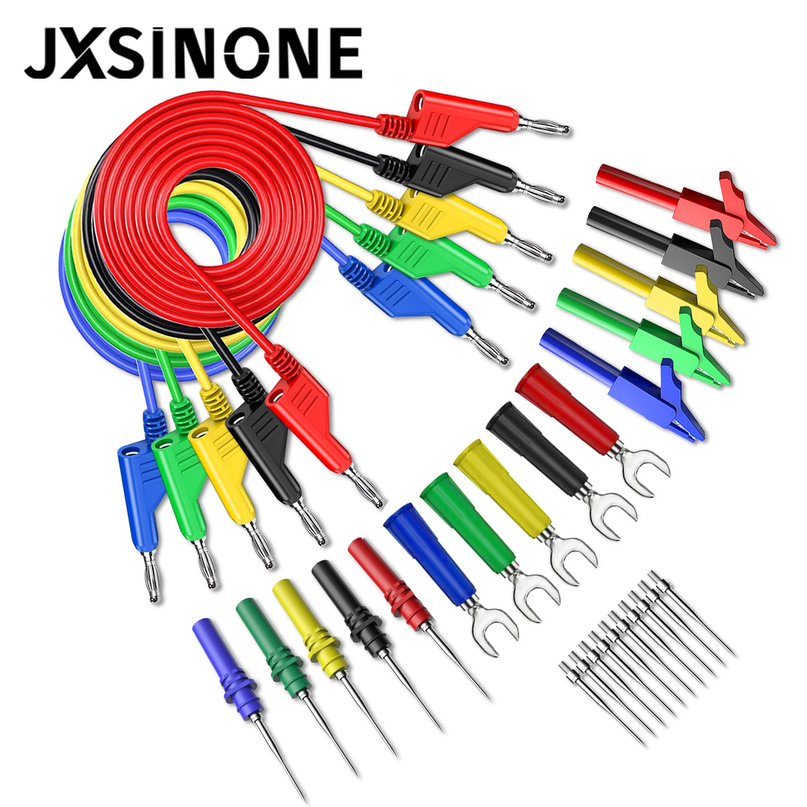 

JXSINONE P1036B Dual 4mm Banana Plug Test Lead Kit with Alligator Clip Puncture Test Probe U-type Spade Plug 1m Multimeter Cable