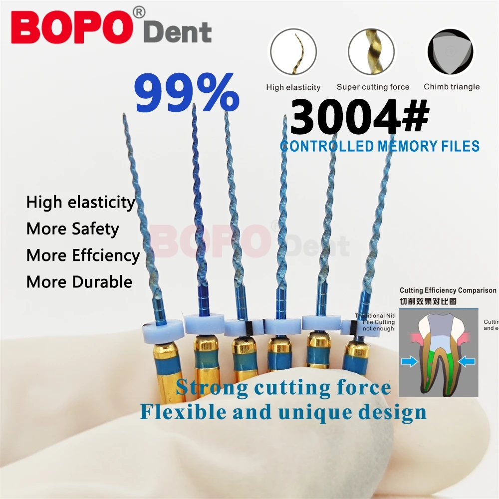 6Pcs/Box Dental Root Canal File Heat-Activated Rotary Nitinol Tooth Pulp File Thermally Activated Nickel-Titanium Endodontic