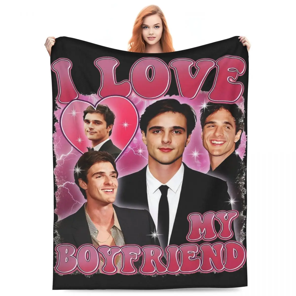 Jacob Elordi I Love My Boyfriend Super Warm Blanket Actor Travelling Throw Blanket Spring Flannel Bedspread Sofa Bed Cover