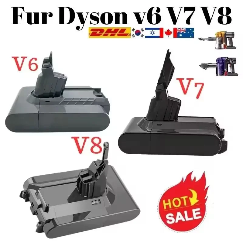 

for Dyson V6 V7 V8 Series DC62 SV11 sv10 Replacement battery Handheld Vacuum Cleaner Spare Batterie 21.6V 4.8/6.8/9.8/12.8Ah