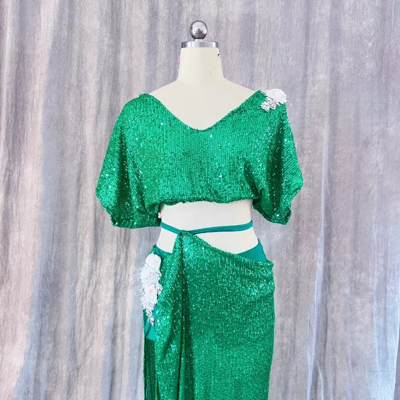 Customized Belly Dance Costumes Eastern Dancewear Practice Costume Performance Costume Group Clothes Sequin Set
