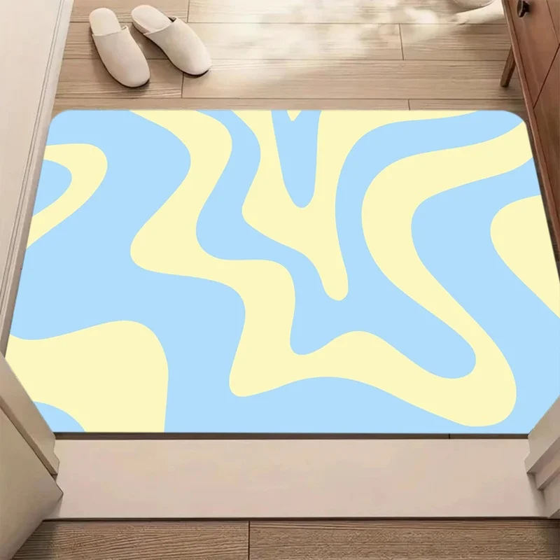 Multicolor Geometric Heart Dot Triangle Stripe Print Doormat Non Slip Cute Entry Mat Front Door Bedroom Balcony Kitchen Rug