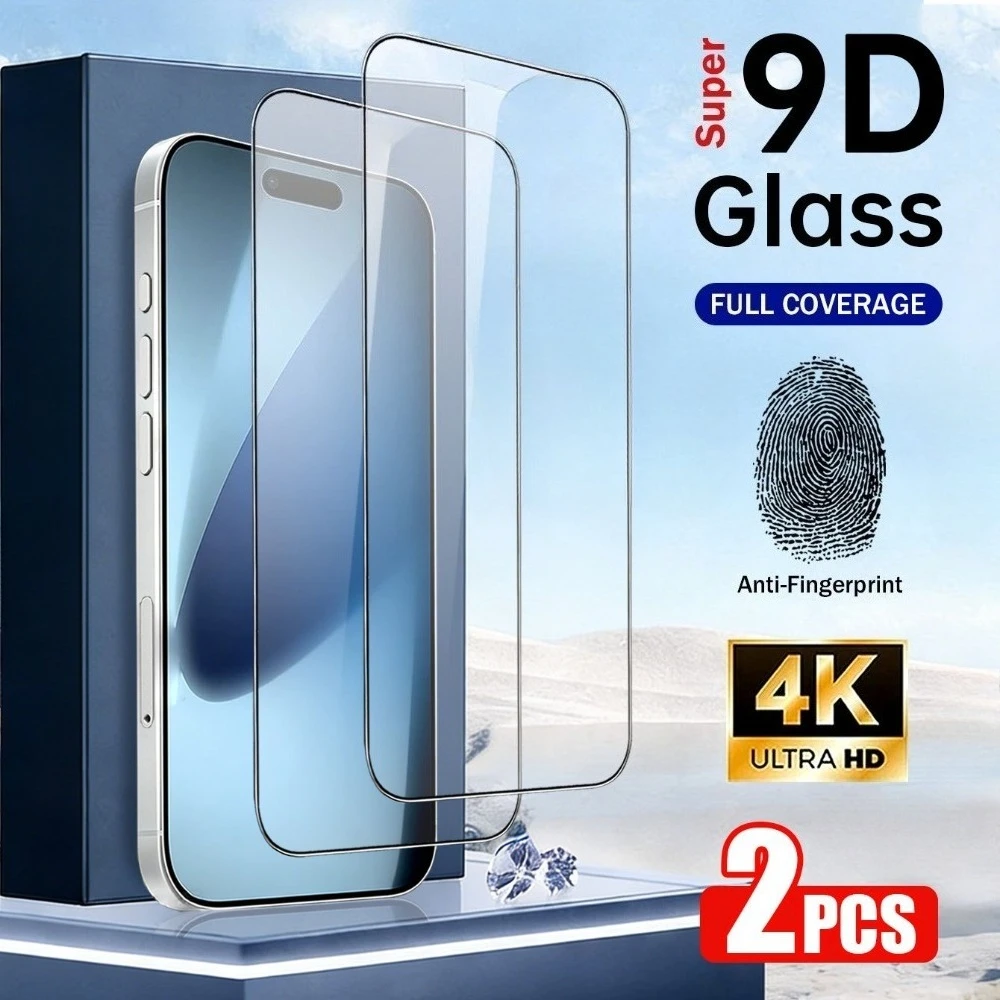 

2Pcs Full Cover Screen Protector for iPhone 17 16 15 14 Pro Max Air 16e Tempered Glass for iPhone 13 12 11 Pro Mini 15 14 Plus