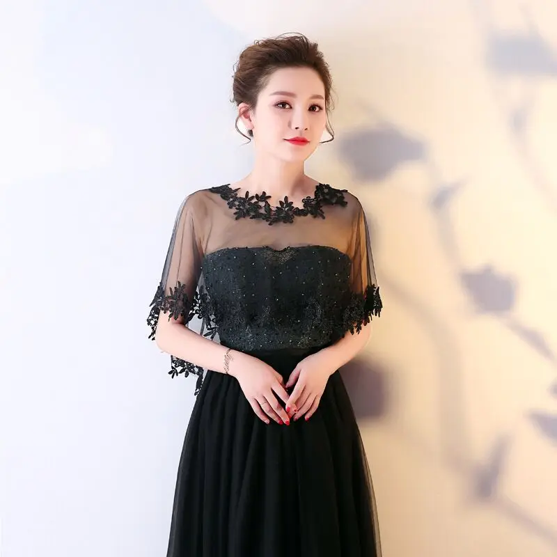 Frauen Party Braut Casual Spitze Schal Hochzeit Cape Abendkleid Cape Stil Schal Elegante Licht Sheer Gaze – Detail 12