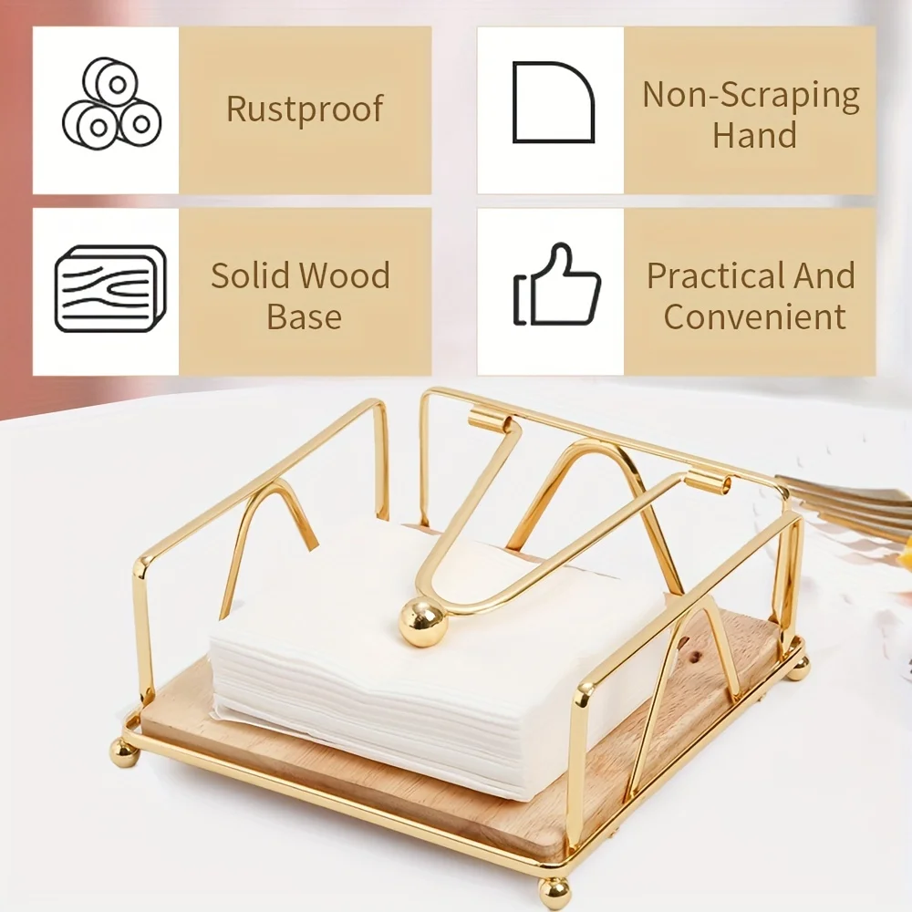 1pc Flat Metal Napkin Holder, Modern Design Napkin Holder for Kitchen & Dinning Table, Napkin Holder with Weighted Arm    JJ2927