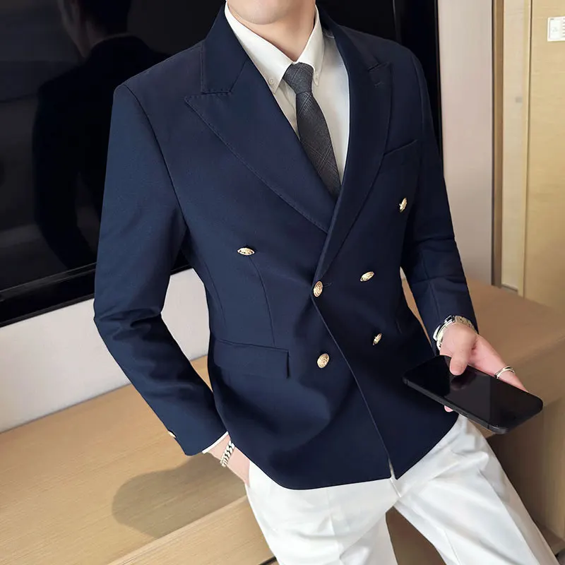 Jane-24 Gao Qiqiang Suit New Men's Tuhao Gold Suit Jacket Slim-fit Double-breasted Boggles Single Western Top Suit