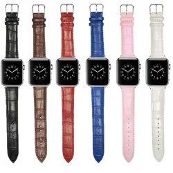 Leather strap for Apple watch band 45mm 49mm 44mm 40mm 41mm 42mm Crocodile watchband bracelet iWatch series 8 Ultra 7 se 5 3 6 4