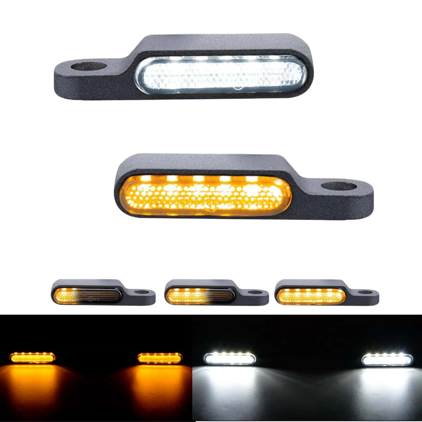 

For Harley Honda Yamaha Universal Handlebar LED Motorcycle Turn Signals Amber Flowing Water 12V IP68 Waterproof Mini Flasher