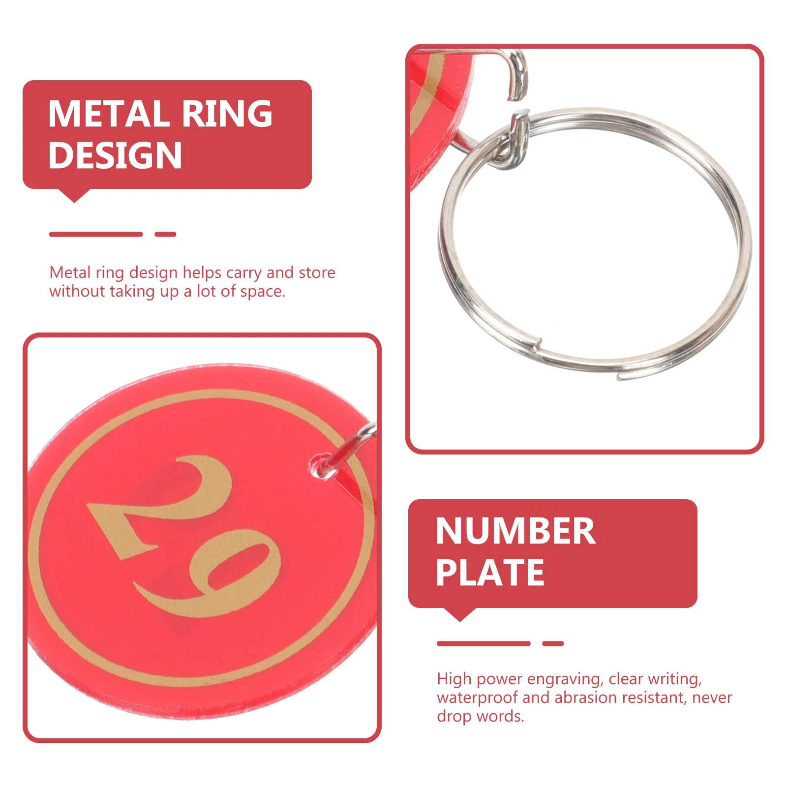 

50pcs Digital Hand Card Number Tags Engraved Key Markers Fitness Luggage ID Rings Travel Accessories Lightweight Storage