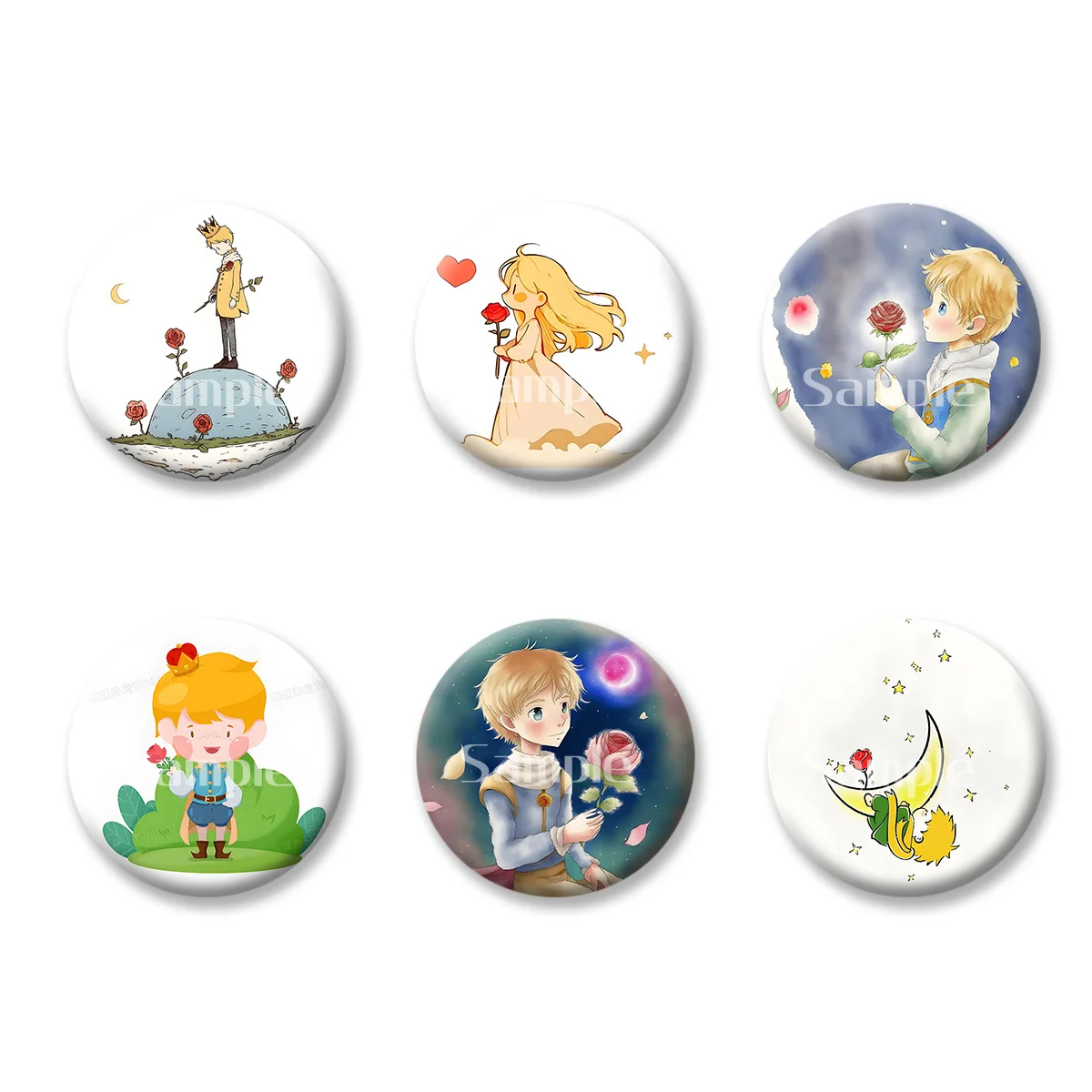 

The Little Prince Rose Fox Anime Cartoon Flash Badge Keychains Makeup Mirror Fridge Magnet ACG Goods Game Peripherals Toy Gift