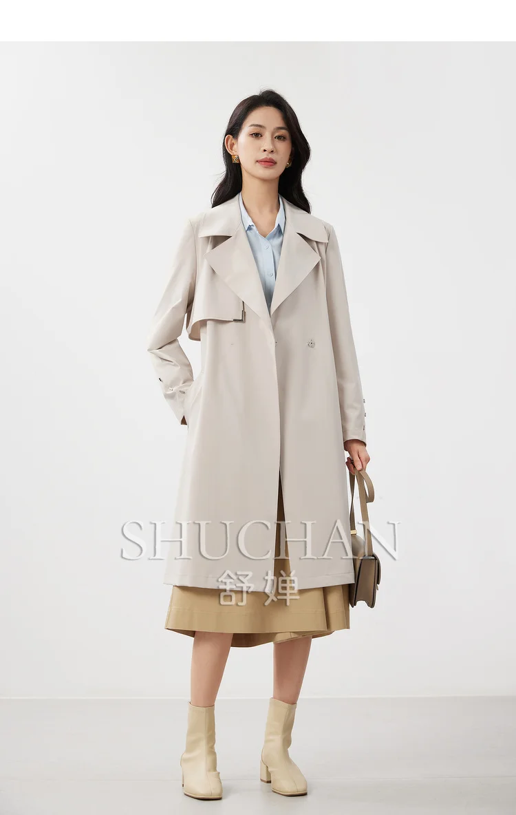 long trench coat women 2024 autumn long sleeve top outwear clothing