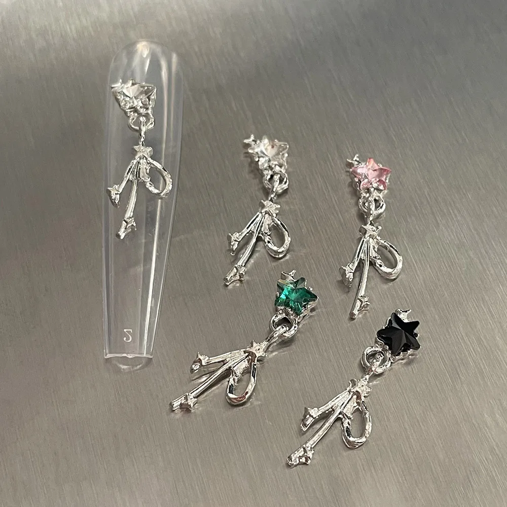 Étoile filante-Argent polyvalent Starlight Dangle Bow, PmotChrome, Alever Meteor Stars, Bijoux Nail Ornements Bibelot, 404