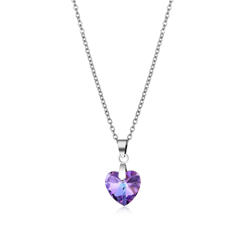 Fashion Film TITANIC Heart Of the Ocean Necklace Sea Heart With Unique   Purple Crystal Chain For Best Women Party Jewelry Gift