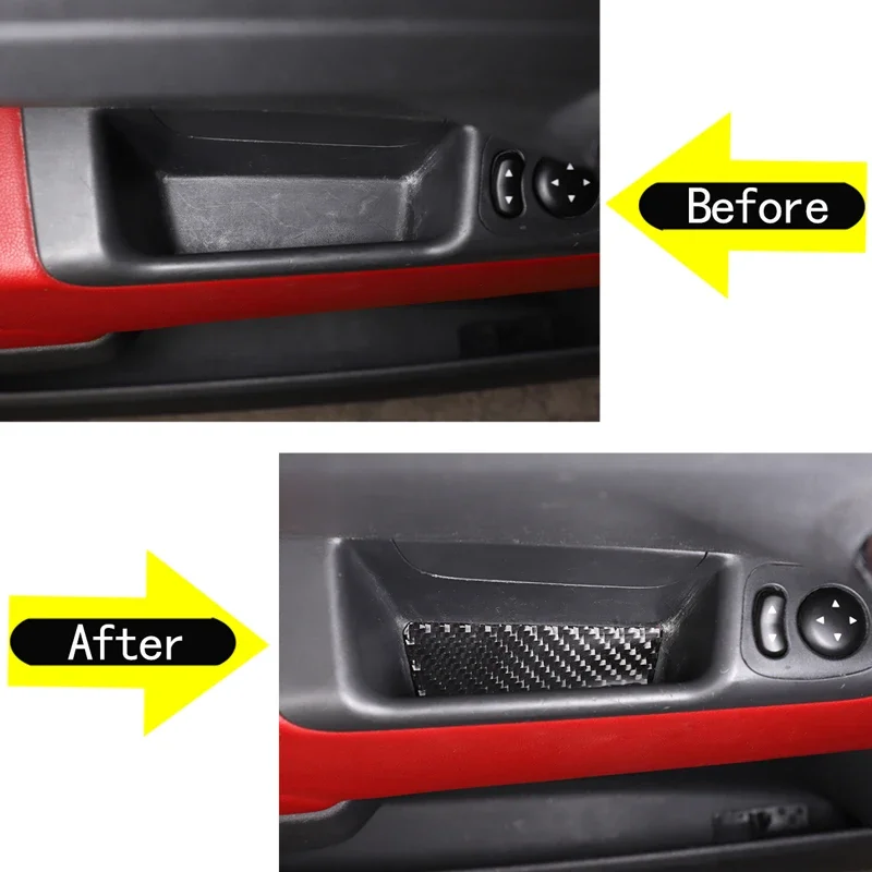 

For 2011-2019 Fiat 500 Soft Carbon Fiber Style Car Styling Car Door Armrest Pad Sticker Interior Car Protection Accessories