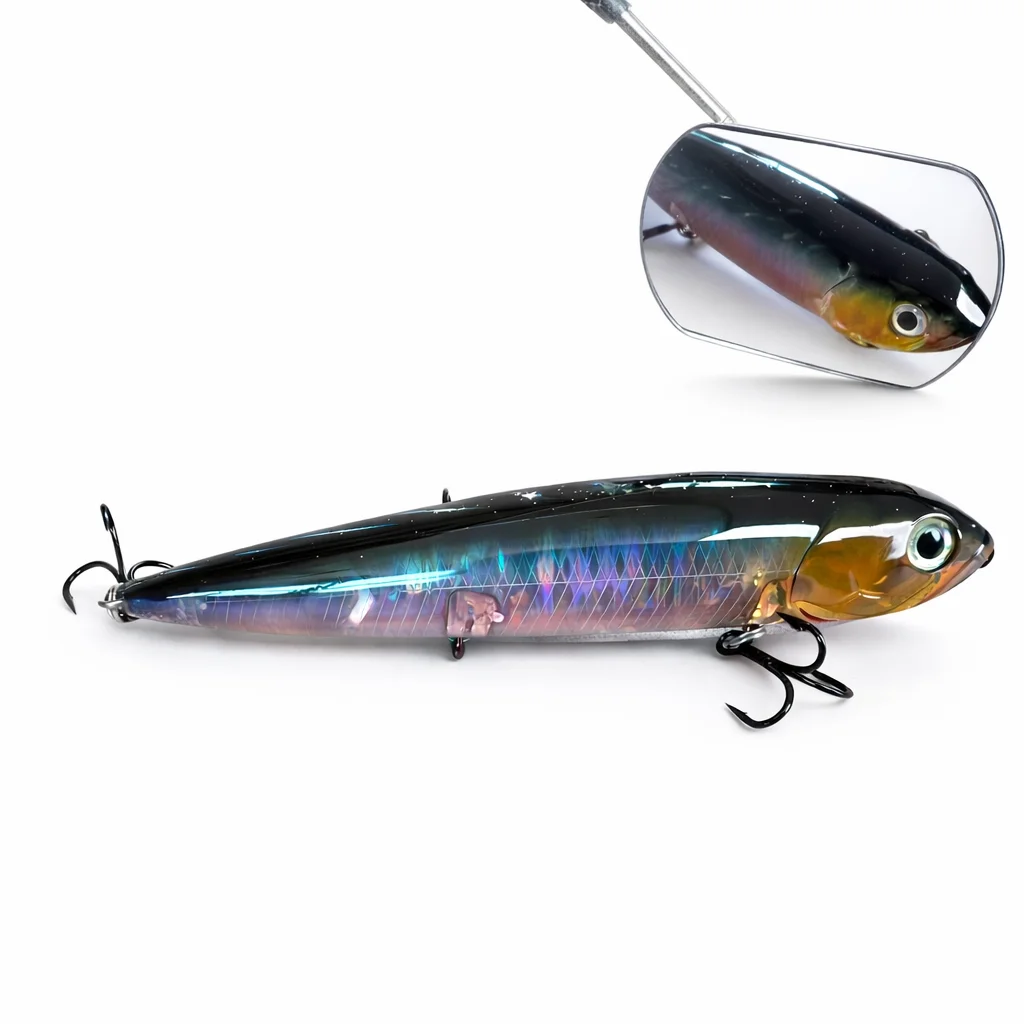 110mm 21g Topwater Popper Pencil Köder 3D Holographischer Laser Harter Angelköder für Salzwasser Seebarsch-Angeln – Detail 3