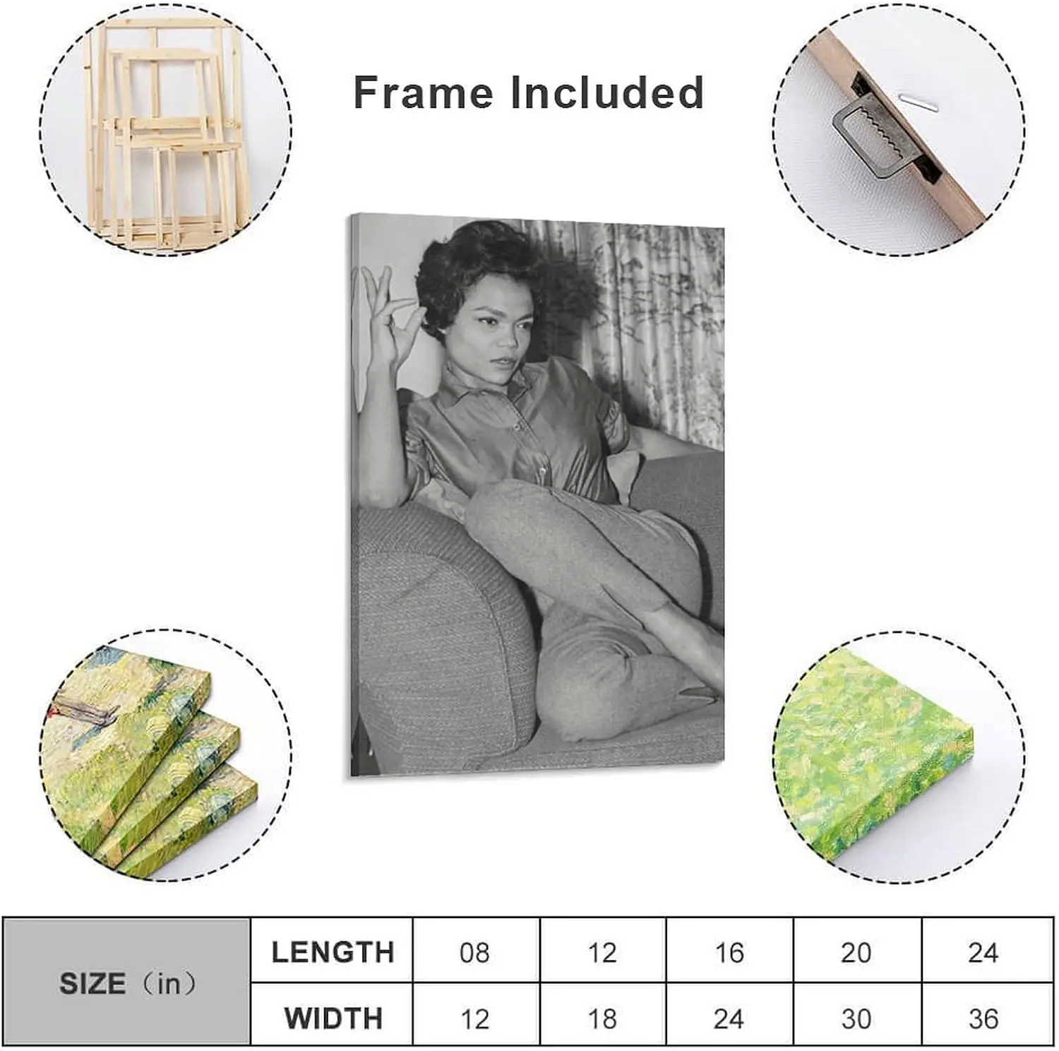 ملصق مطبوع عتيق باللونين الأبيض والأسود من Eartha Kitt (2) أعمال فنية من القماش ملصق غرفة جمالية جدار الفن يطبع المنزل الحديث