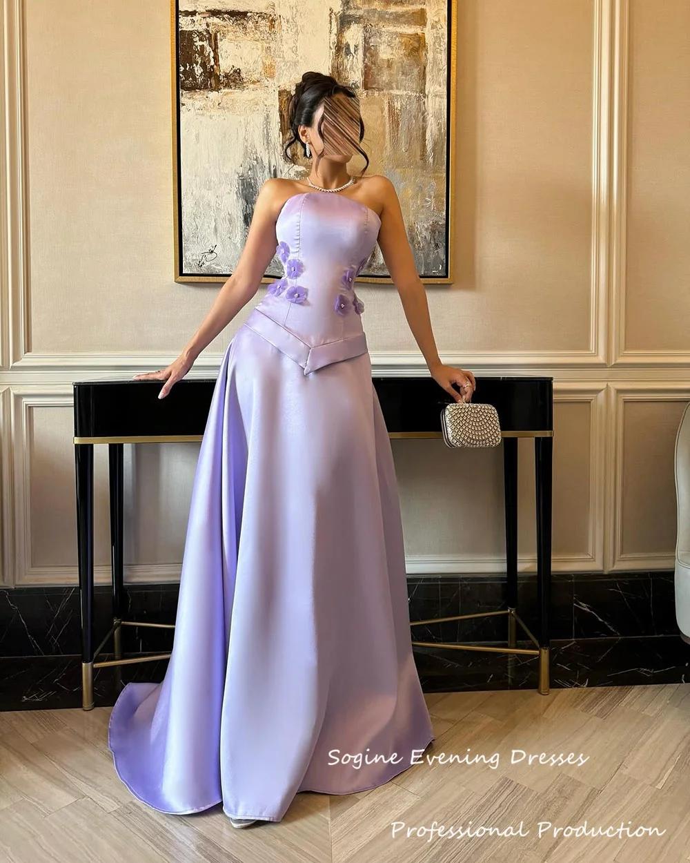 

Customized Satin A-Line Evening Dresses With Appliques Strapless فساتين سهرة Corset Cocktail Prom Dress Formal Gowns