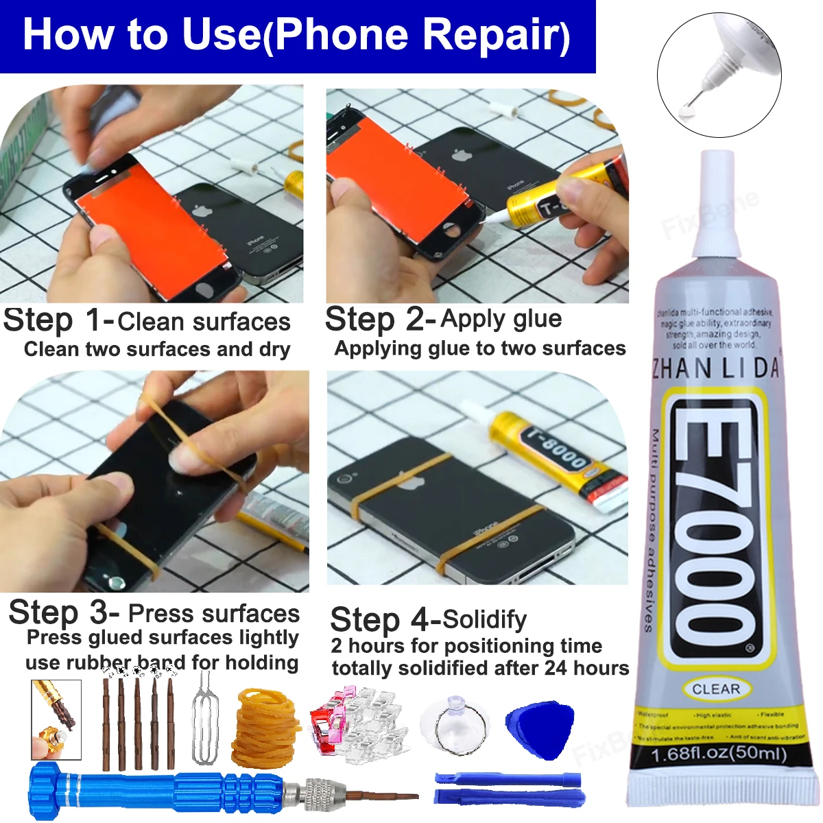 E7000 Cell Phone Glue Speaker Watch Adhesive Lcd Screen Repair Tool Puzzle Frame Plastic Modeling Leather Clothes Fabric Textile