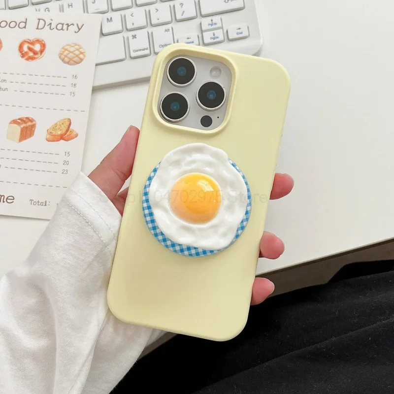 

Универсальная подставка для телефона с беспроводной зарядкой, складная конструкция с 3D милыми жареными яйцами Magsafe Griptok и кольцом на палец для IPhone 17 16