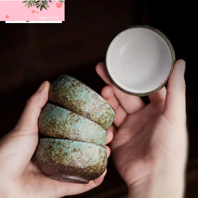 

2 шт./компл., японская керамическая чашка для чая, ретро-чашка для смены печи, чашка для дегустации, личная керамическая чашка из бамбука, чашка для чая, чайный сервиз кунг-фу