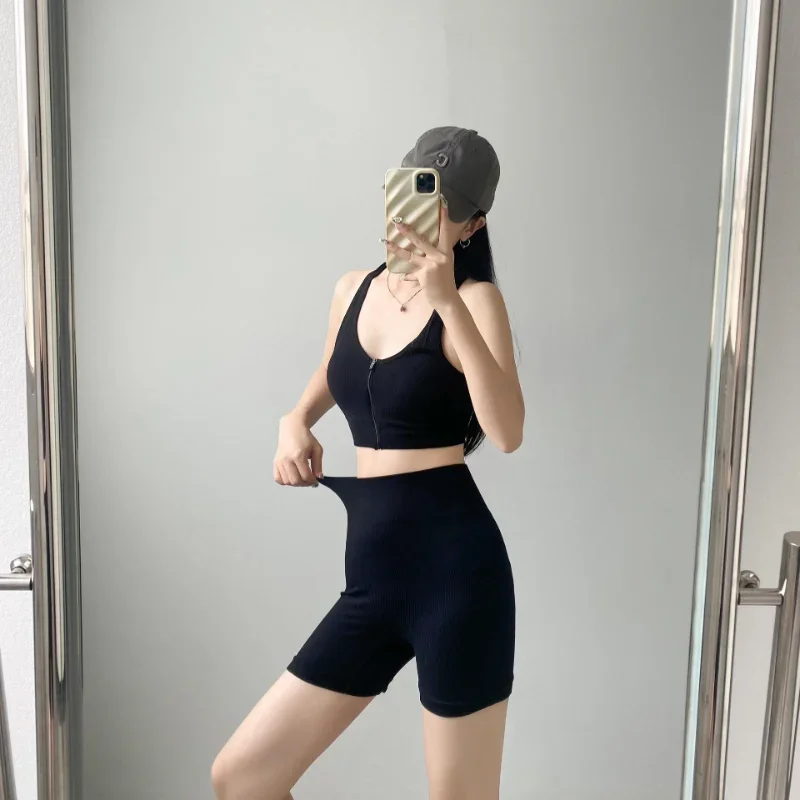 Comfortable Beauty Back Zipper Chest Wrap Underwear Set Short Sets Seamless Casual Sports Yoga Sets Women's Underwear Suit