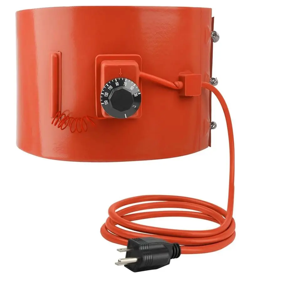 سخان الطبل، سخان دلو طبل 5 جالون 120 فولت 800 وات شريط تسخين معزول مع وحدة تحكم في درجة الحرارة للبلاستيك المعدني والعسل Buc