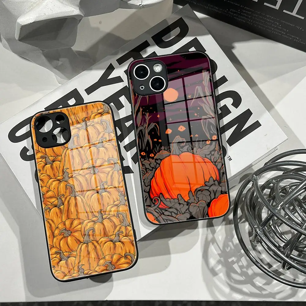 H-Halloween Fall A-autumn Phone Case Tempered Glass Shell FOR IPhone 16ProMAX 14 12 17Pro Air 15 16 Plus 13 Pro MAX Cover