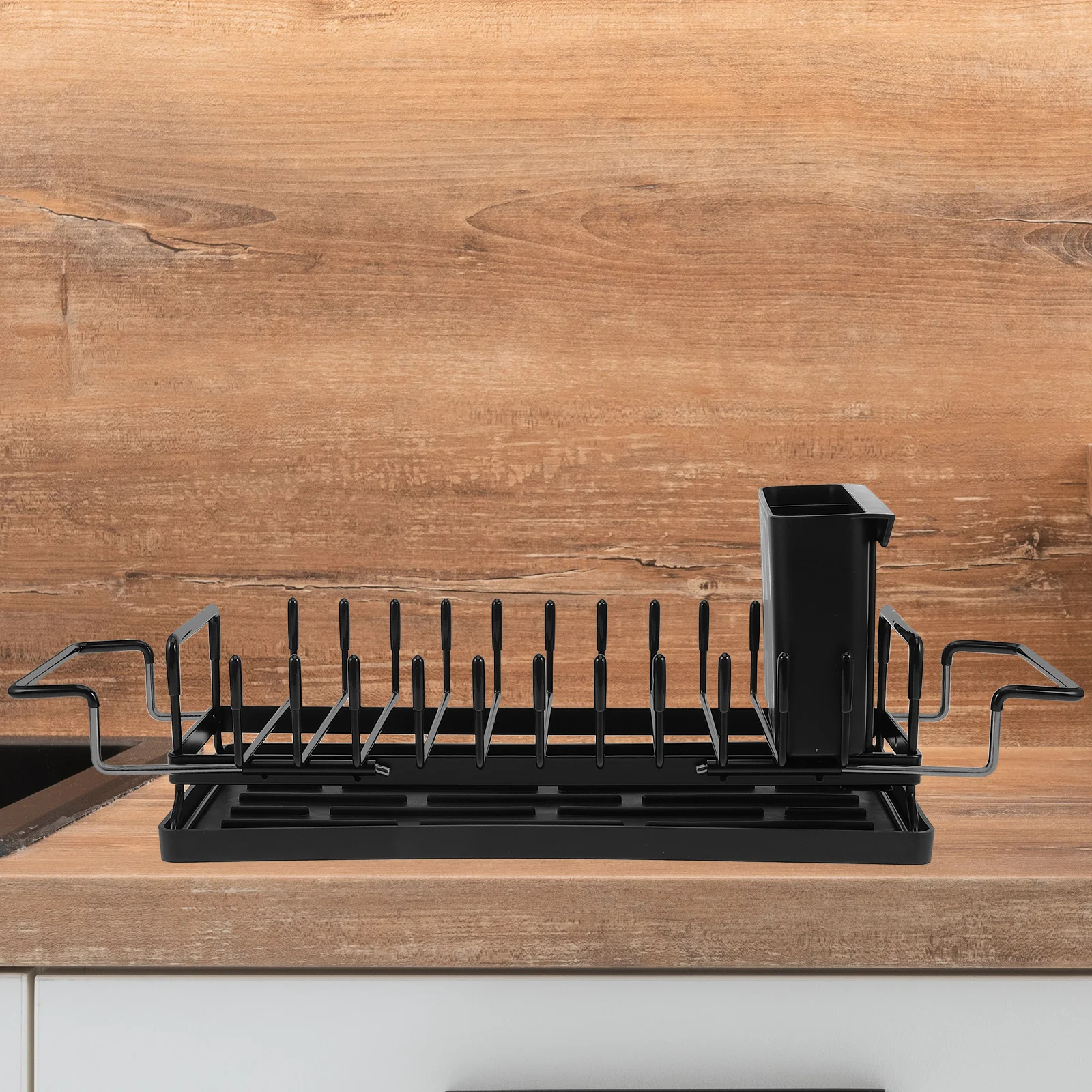 

Extendable Dish Drying Rack Kitchen Counter Organizer with Drain Board for Plates Bowls Utensils Over Sink Storage