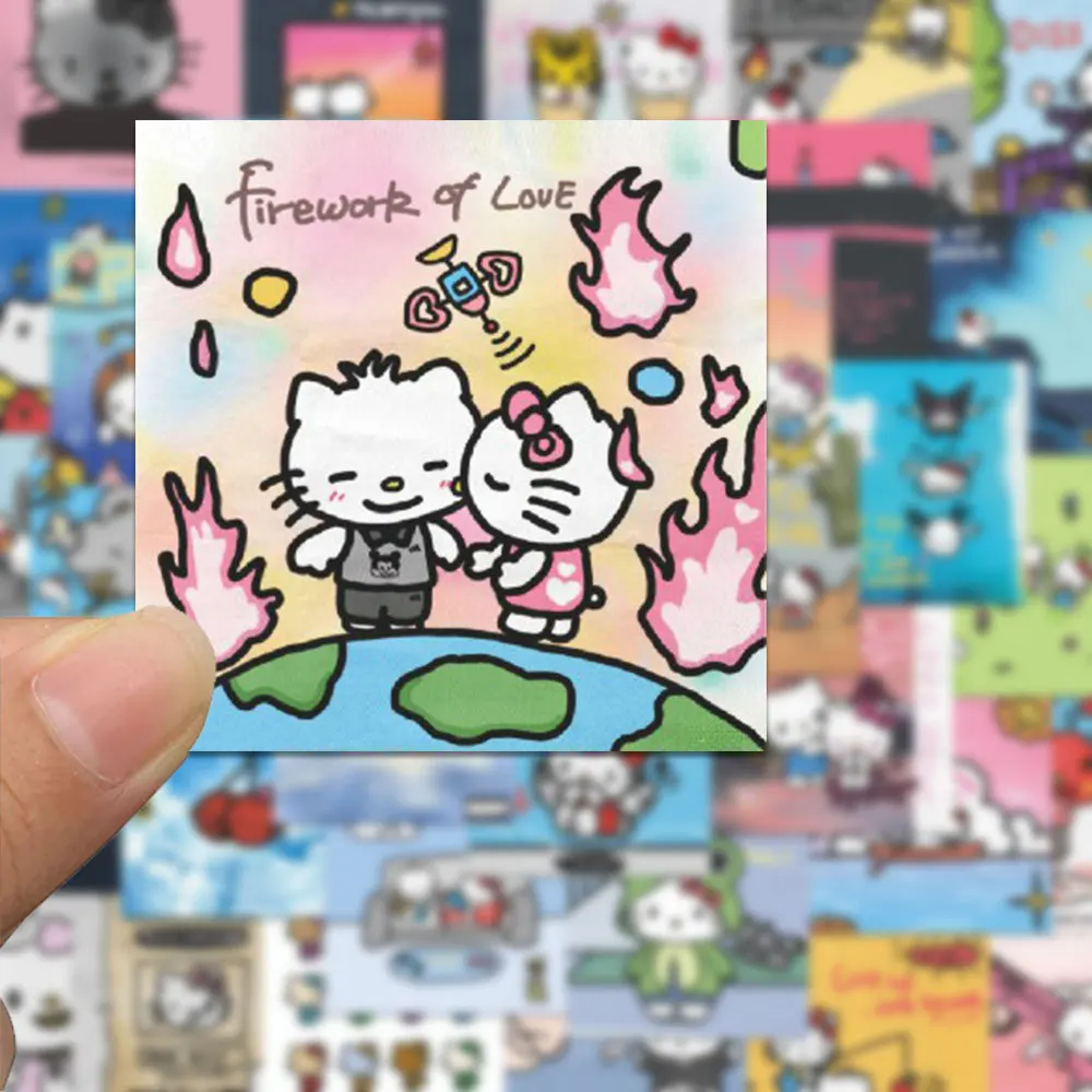 63 pezzi simpatici adesivi Hello Kitty Cartoon Sanrio per album custodia per telefono laptop chitarra notebook adesivo anime Kawaii giocattoli per bambini