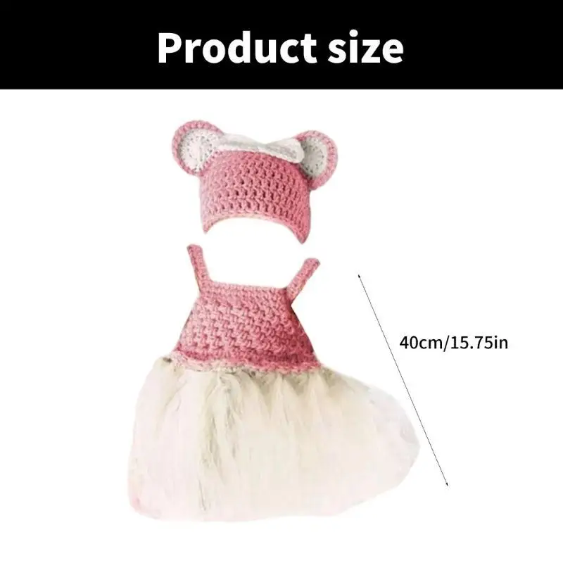 U13F ناعم ولطيف حديثي الولادة تول لبس قبعة أذن عصرية مع دعائم لباس الانزلاق من أجل مناسبة خاصة #6