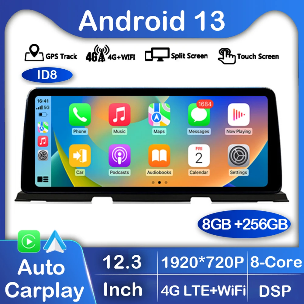 

12.3" Android 13 ID8 Car Radio For BMW F06 F12 640D 2011-2017 Carplay Monitors Stereo Speacker Multimedia Player Head Unit Audio