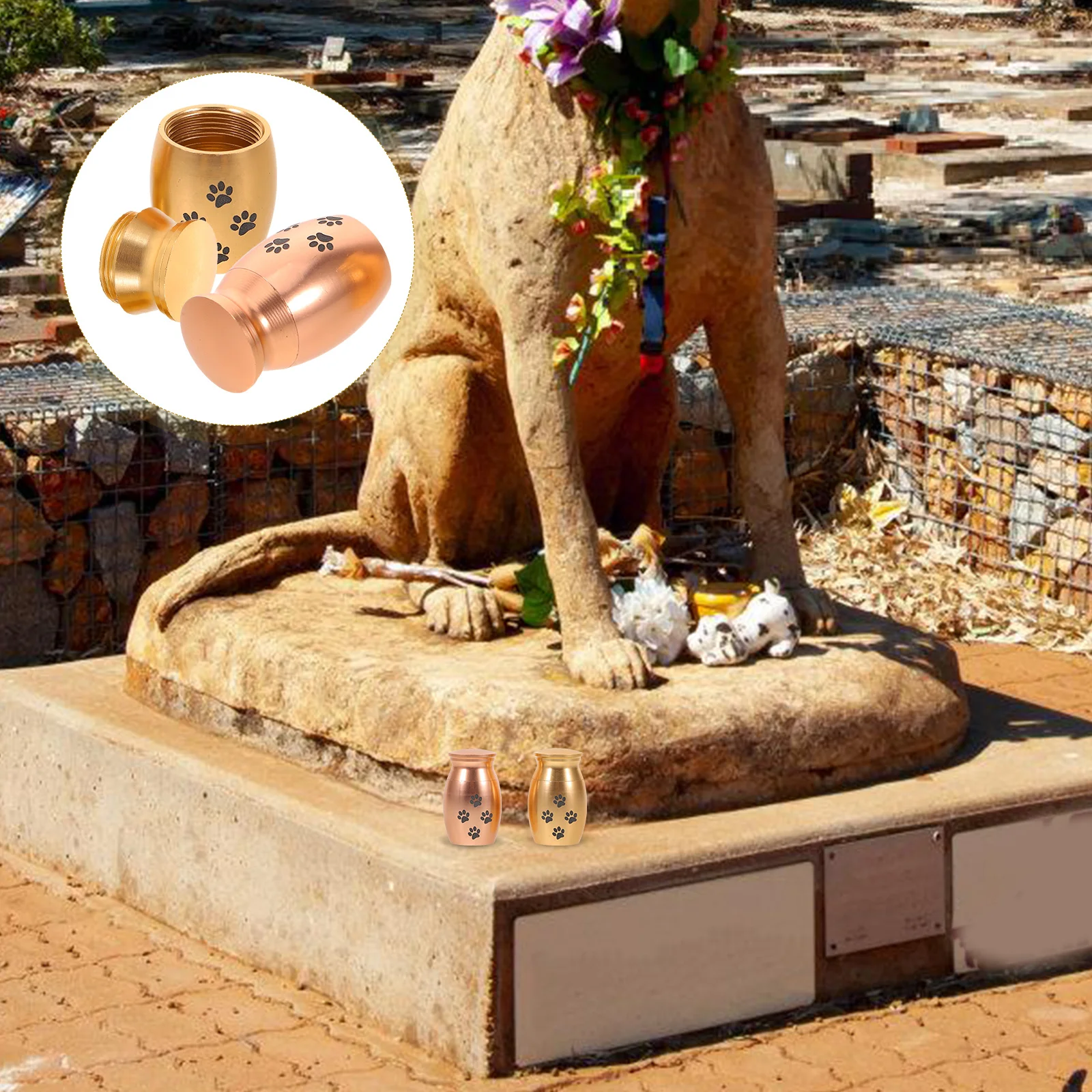

2Pcs Pet Memorial Urn Cat Dog Paw Pattern Decorative Keepsake Box Ashes Storage Mini Funeral Jars Remembrance Tribute