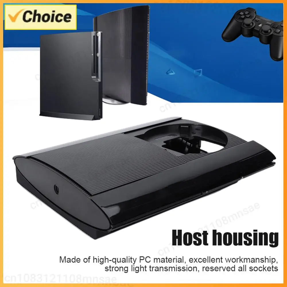 Solid PC Gaming Console Housing Shell Full Kit for PS3 Super Slim 4K 4000 Black with Screws Anti-Shock Replacement Housing Case